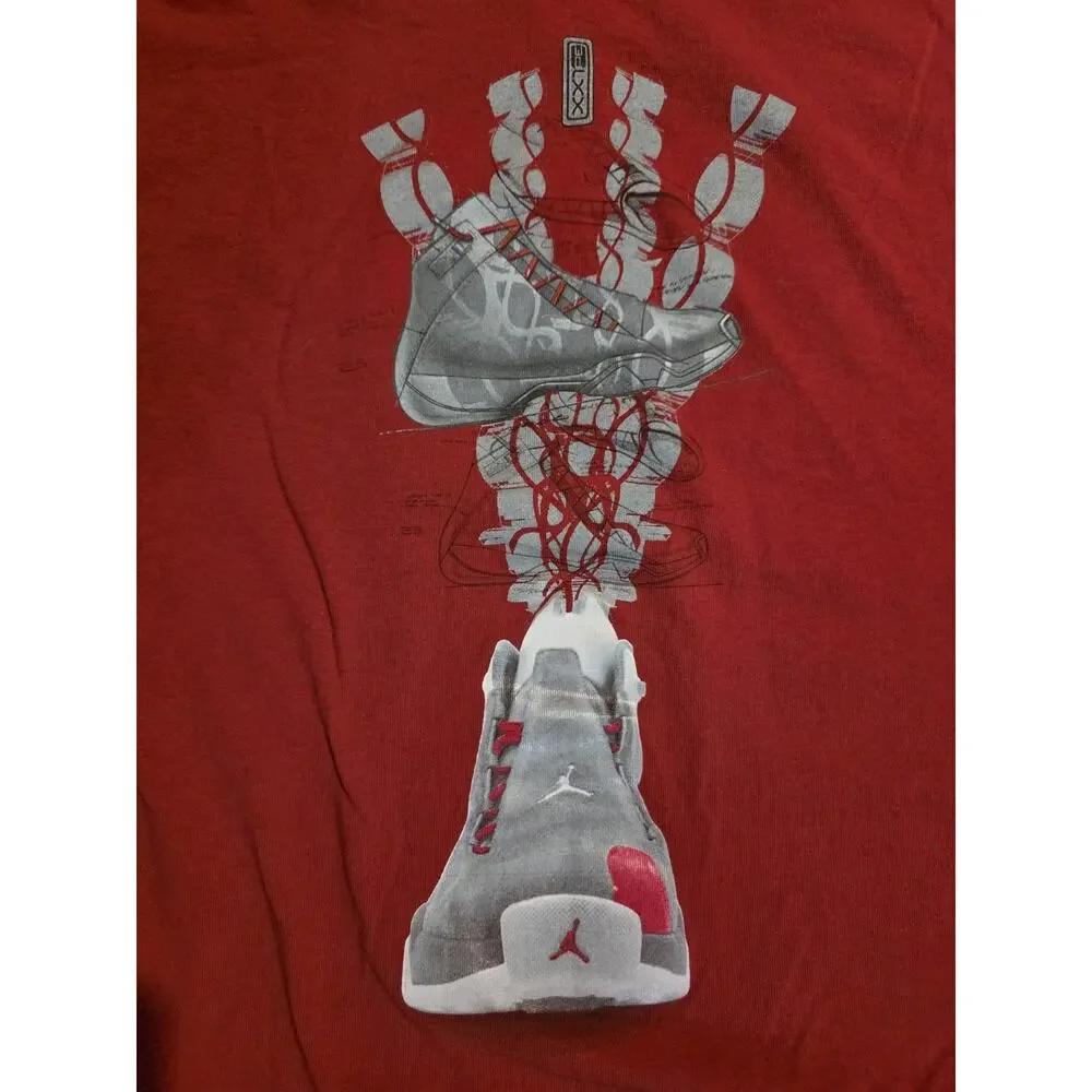 Jordan Brand Sneaker Sole Graphic T-Shirt Red Mens XL Vintage Shoes Tee